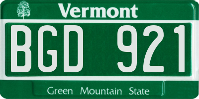 VT license plate BGD921