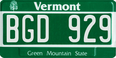 VT license plate BGD929