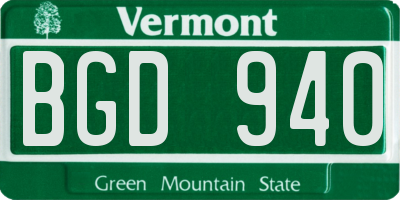 VT license plate BGD940