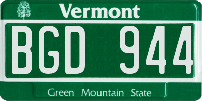 VT license plate BGD944