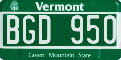 VT license plate BGD950