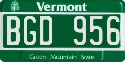 VT license plate BGD956