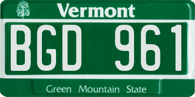 VT license plate BGD961