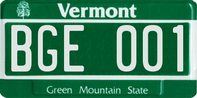 VT license plate BGE001