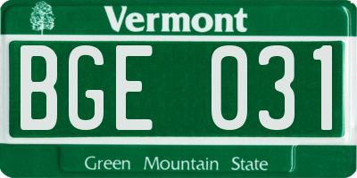 VT license plate BGE031