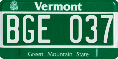 VT license plate BGE037