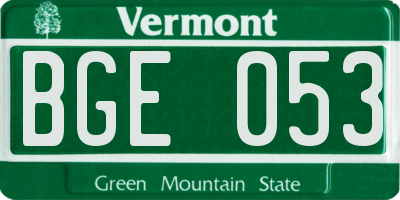 VT license plate BGE053