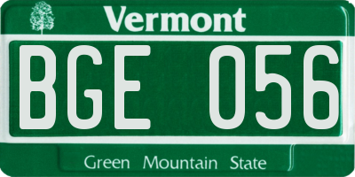 VT license plate BGE056
