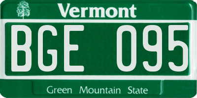 VT license plate BGE095