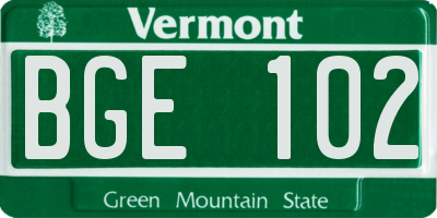 VT license plate BGE102