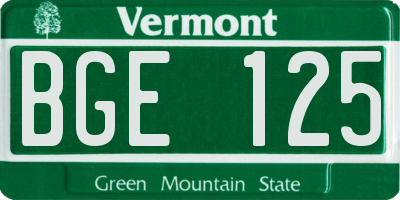 VT license plate BGE125