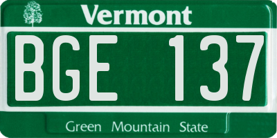 VT license plate BGE137