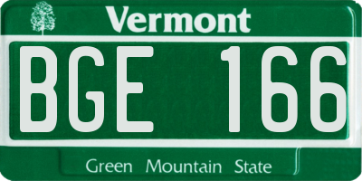 VT license plate BGE166