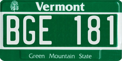 VT license plate BGE181