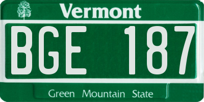 VT license plate BGE187