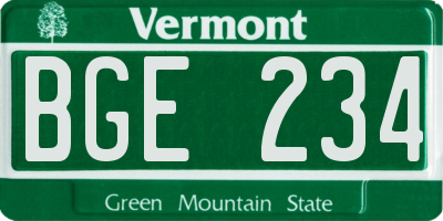VT license plate BGE234