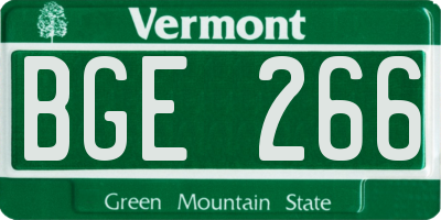 VT license plate BGE266
