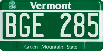 VT license plate BGE285
