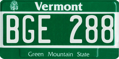 VT license plate BGE288