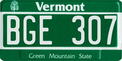 VT license plate BGE307
