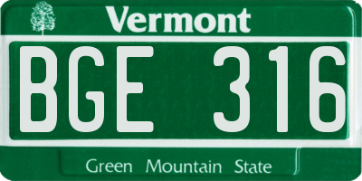 VT license plate BGE316