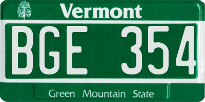 VT license plate BGE354