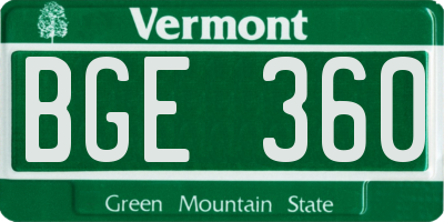 VT license plate BGE360