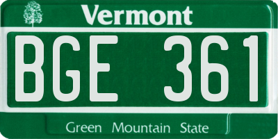 VT license plate BGE361