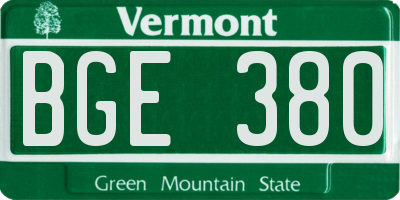 VT license plate BGE380