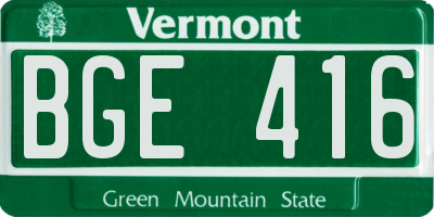 VT license plate BGE416