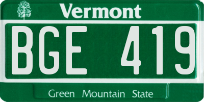 VT license plate BGE419