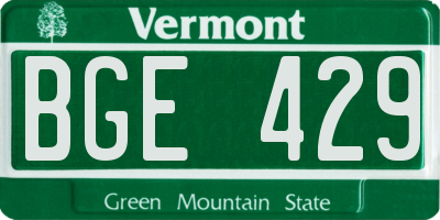 VT license plate BGE429
