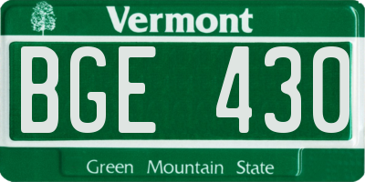 VT license plate BGE430