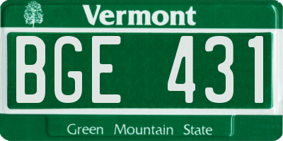 VT license plate BGE431