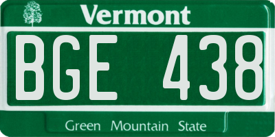 VT license plate BGE438