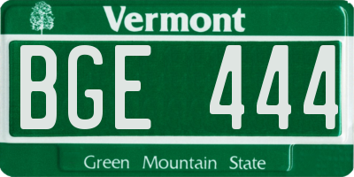 VT license plate BGE444