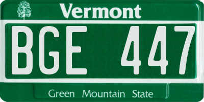 VT license plate BGE447
