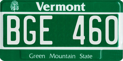 VT license plate BGE460