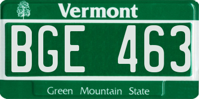 VT license plate BGE463