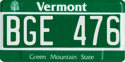 VT license plate BGE476