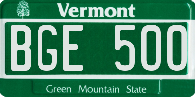 VT license plate BGE500