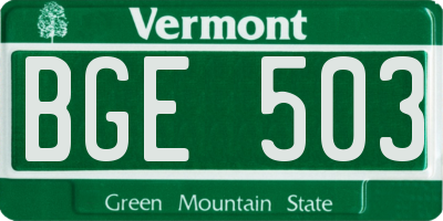 VT license plate BGE503