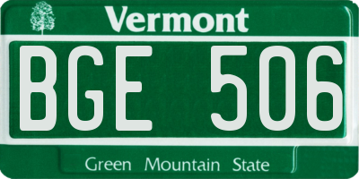 VT license plate BGE506