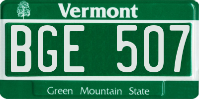 VT license plate BGE507