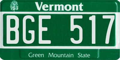 VT license plate BGE517