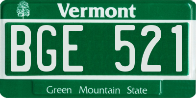 VT license plate BGE521