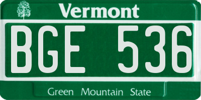VT license plate BGE536