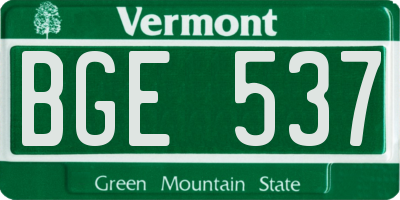 VT license plate BGE537
