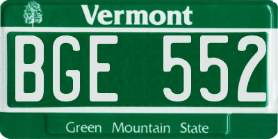 VT license plate BGE552