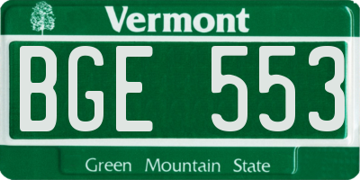 VT license plate BGE553